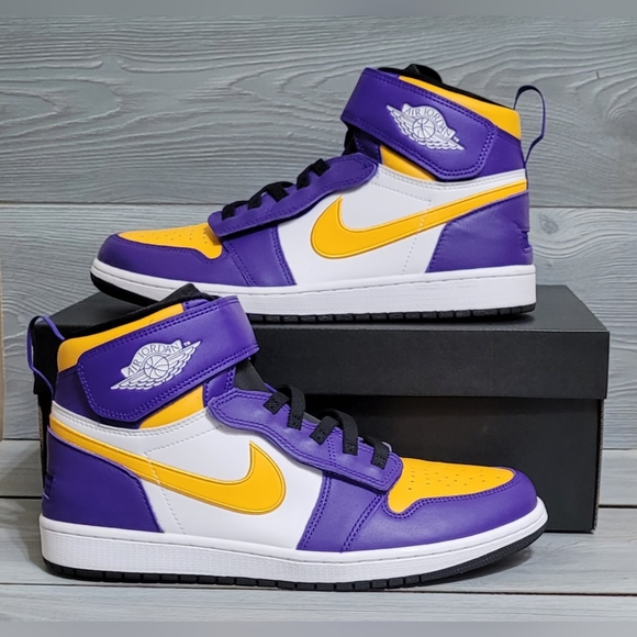 Jordan 1 High FlyEase - Size M 10.5 - Dark Concord/White/Black/Taxi 🏀 🏀 🏀 🏀 - Picture 5 of 14
